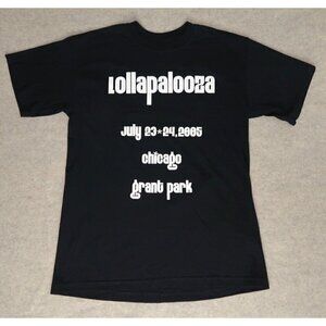Vintage Lollapalooza 2005 Tee Gildan Black Tee Concert Cotton EUC Men's Medium